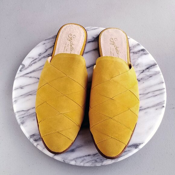 NIB Seychelles Survival Suede Woven Mules in Yellow Women Size 10 NWOT NEW! - Picture 2 of 16
